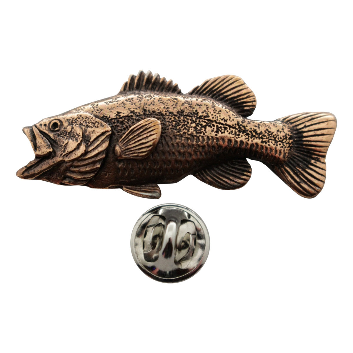 Largemouth Bass Pin ~ Antiqued Copper ~ Lapel Pin ~ Sarah's Treats & Treasures